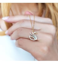 925 Ayar Gümüş Kuğu Kolye (Gold)