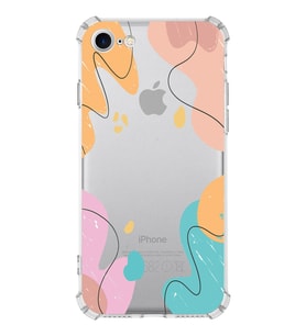 Apple iPhone 8 Uyumlu Köşe Korumalı Antişok  Kapak Karışık Renkler Tasarımlı Şeffaf  Kılıf