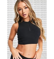 Nike Pro Dri Fit 1/2 Zip Crop Tank Yarım Fermuarlı Sıkı Kısa Atlet Siyah