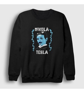 Presmono Unisex Siyah Electricity Scientist Nikola Tesla Sweatshirt 332408tt