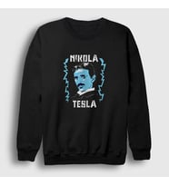Presmono Unisex Siyah Electricity Scientist Nikola Tesla Sweatshirt 332408tt