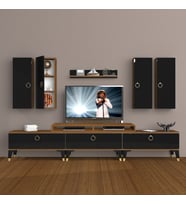 Decoraktiv Ekoflex 8D Mdf Gold Tv Ünitesi Tv Sehpası - Ceviz Siyah (Siyah - Ceviz)
