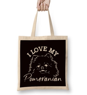 Love My Pomeranian Owner Dog Breed Lover Paw Puppy Fans Pet Bez Çanta Uzun Saplı