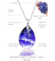 Sertifikalı Damla Model Lapis Lazuli Taşı Kolye (GÜMÜŞ APARATLI) (Çok Renkli)