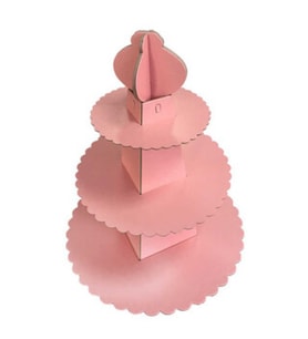 Cup cake standı piramit modeli düz renk pembe pk:1-