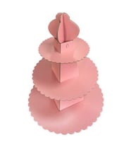 Cup cake standı piramit modeli düz renk pembe pk:1-