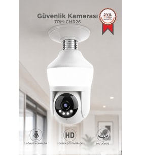Torima Güvenlik Kamerası 360 Derece Dönebilen Wifi Ampül Full Hd Smart Ip Kamera CMR26 Beyaz