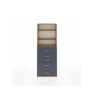 Arges Dolap 3 Raflı 5 Çekmeceli 88x30x243 Çam-Antrasit
