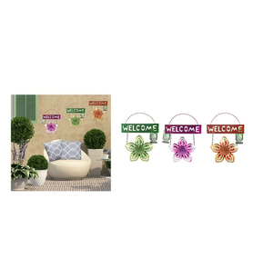 BALKON,BAHÇE VE ODA HOŞGELDİNİZ TABELASI 3 LÜ SET ÇİÇEKLİ 26X20X0,2CM