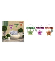BALKON,BAHÇE VE ODA HOŞGELDİNİZ TABELASI 3 LÜ SET ÇİÇEKLİ 26X20X0,2CM