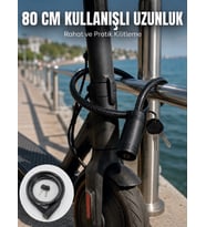Bisiklet ve Scooter Kilidi 12 mm Çelik Halat 80 cm Anahtarlı Kilit PVC Koruyucu Kaplama 2 Anahtarlı Güvenlik Sistemi