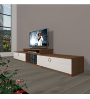 Decoraktiv Flex 4 Mdf Gold Tv Ünitesi Tv Sehpası - Ceviz Beyaz (Beyaz - Kahverengi)
