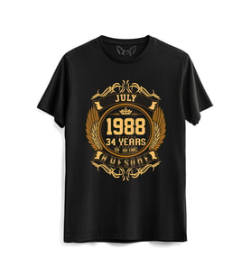 Vintage Gold Awesome Series July 1988 Siyah Tshirt
