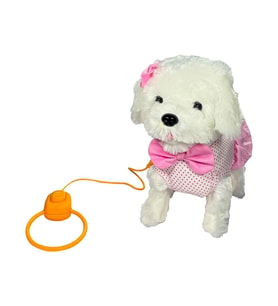 Peluş Tasmalı Yürüyen Pembe Fiyonklu Köpek 025 (ATLANTİK-SOHO ANTRASİT)