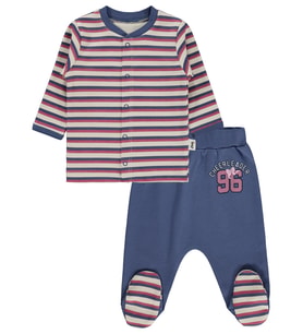 Civil Baby Çizgi Empirme 1-9 Ay Pijama Takımı - Bej