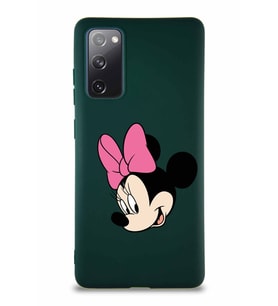 Samsung Galaxy S20 FE Soft Premier Kapak Minnie Mouse-B Tasarımlı Silikon Kılıf - Yeşil (Şeffaf)