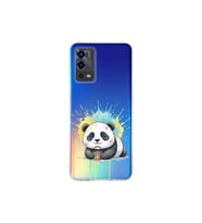 Oppo A55 ile Uyumlu Splash Panda Tasarımlı Şeffaf Silikon Kılıf