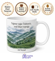 Trabzon Yağmur ve Yeşil Temalı Kupa Bardak Hediye Porselen Mug