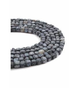 Yengeç Akik Doğal Taş Mat Siyah Küp Kesim 6x6mm Dizi [AA]