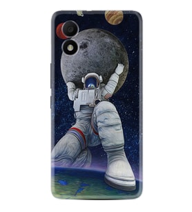 TCL 303 Kılıf Silikon Desen Özel Seri Astronot ve Dünya 1759