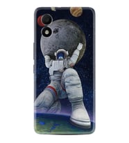 TCL 303 Kılıf Silikon Desen Özel Seri Astronot ve Dünya 1759