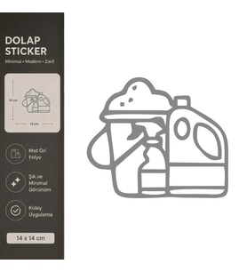 Temizlik Malzemeleri Mat Gri Dekoratif Folyo Sticker 14x14 cm