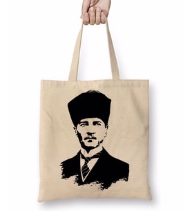 Mustafa Kemal Atatürk Bez Çanta Uzun Saplı