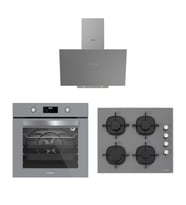 Silverline Gri Ankastre Set BO6502W02 Fırın CS5335W02 Cam Ocak 3481 Davlumbaz 3'lü Set