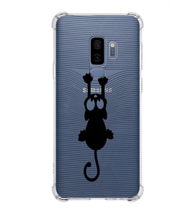 Samsung Galaxy S9 Plus  Köşe Korumalı Antişok Kapak  Çizgi Kedi Tasarımlı Şeffaf  Kılıf