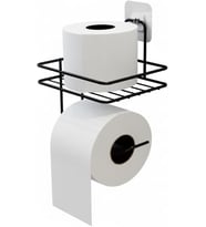 Home Yapışkanlı Tuvalet Kağıtlığı – Mat Siyah Metal Tuvalet Kağıt Tutacağı ve Yedek Standı, Delmeden Montaj, Suya Dayanıklı Banyo Organizeri (Kare)