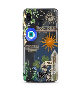Samsung Galaxy A20/A30 Uyumlu Moon Child Desenli Şeffaf Telefon Kılıfı