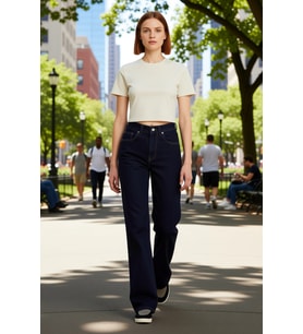Kadın Koyu Straight Kesim Denim Pantolon Fonksiyonel Dayanıklı Kaliteli Konforlu Estetik Şık