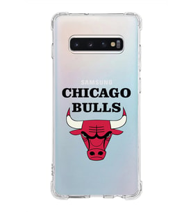 Samsung Galaxy S10 Plus  Köşe Korumalı Antişok Kapak Chicago Bulls Tasarımlı Şeffaf Silikon Kılıf