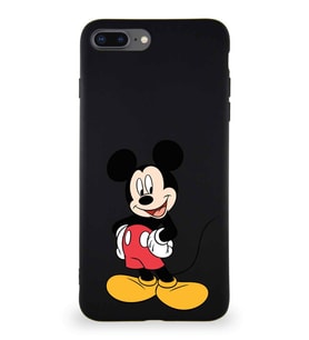 Apple iPhone 7 Plus Soft Premier Kapak Mickey Mouse-E Tasarımlı Silikon Kılıf - Siyah (Şeffaf)