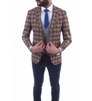 Kombinli Slimfit Drop 6 Takım Elbise (Kahverengi)