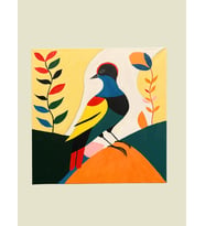 %100 El Yapımı Renkli Kuş Tablosu – Modern Dekoratif Duvar Tablosu – Figüratif Sanat Tablosu – 80x80 cm