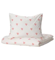 Çocuk Nevresim Takımı Tek Kişilik Kalpli IKEA 150x200/50x60 cm MeridyenDukkan Kız Çocuk (Beyaz-Pembe)