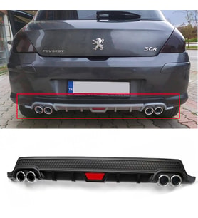 Peugeot 308 Siyah Difüzör Difizör Yuvarlak Egzoz Görünüm Kulaklı Tip 2008 - 2011
