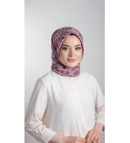 Gül Kurusu Pratik Hazır Geçmeli Tesettür Eşarp Kesik Elyaf Piliseli Çiçek Desenli 1818D6_18