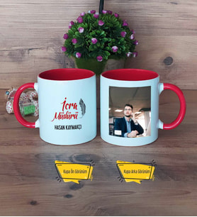 İcra Müdürü Kupa Bardak Kırmızı Fotoğraflı