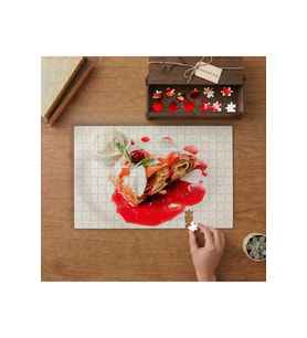 Vişne Soslu Krep Tasarımı 240 parça Ahşap Puzzle Ahşap Kutuda MP01340
