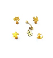 Renkli Taşlı Çelik 5 Adet Kaş Tragus Piercing