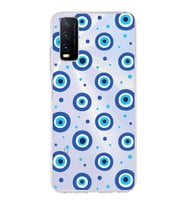 PrintiFy Vivo Y20 ile Uyumlu 1mm Slim Fit Nazar Boncuğu 1 Baskılı Şeffaf  Kılıf
