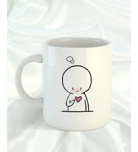Kırmızı Kalp Kupa - Büyük Parlak Kalpli Romantik Sevgililer Günü Hediyelik Mug (Beyaz)