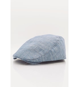 Erkek Mavi Kasket Keten Yazlık Flat Cap Şapka