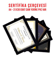 5 Adet 21x30 Çerçeve - Mdf Çerçeve - A4 Sertifika Çerçevesi - Fotoğraf Çerçevesi - Diploma (Siyah)