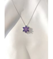 925 Ayar Gümüş Lotus Çiçeği Kolye (Mor)