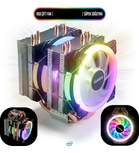 Gabble Cool Storm T90 RGB Çift Fanlı İşlemci Fanı - INTEL Uyumlu Kule Tipi CPU Soğutucu