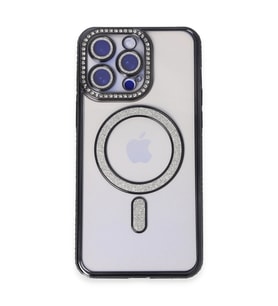 Apple İphone 14 Pro Kılıf Joke Simli Magneticsafe Kılıf - Siyah
