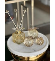 3'lü Kristal Elma ve koku şişesi set (Bal Köpüğü)